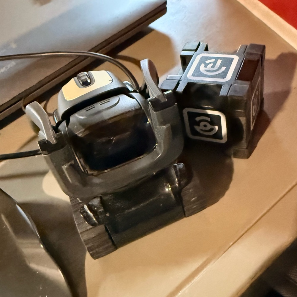 Black Interactive Vector Robot with Cube